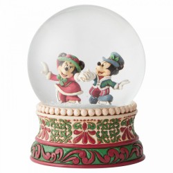 Disney Traditions - Splendid Skaters Victorian Mickey and Minnie Mouse Waterball / Snowglobe