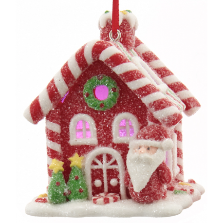 Kurt S. Adler Gingerbread LED Candy House Santa