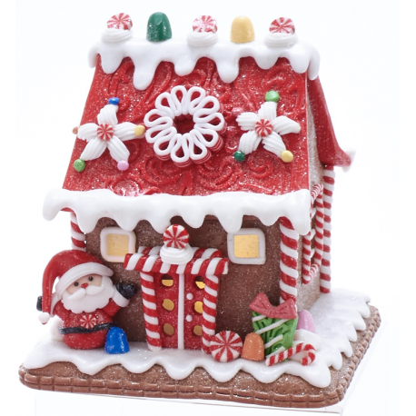 Kurt S. Adler Gingerbread House Santa Led Battery Operated 5,5 Inch