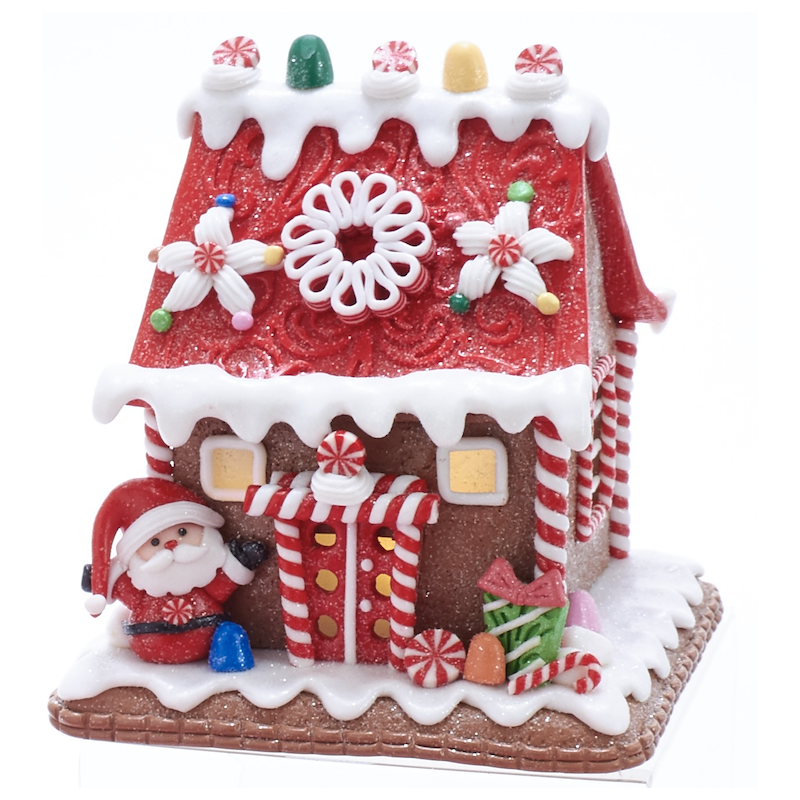 Kurt S. Adler Gingerbread House Santa Led Battery Operated 5,5 Inch ...